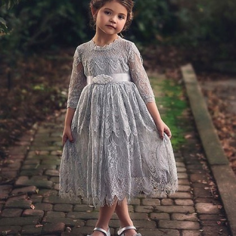 Grey Gorgeous Girls Dress Size 12 with belt
